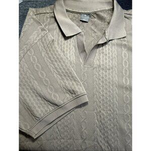 Saints Studio Men's Apparel Brown Embossed T- Shirt 4XL Cable Knit Pattern